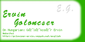 ervin goloncser business card